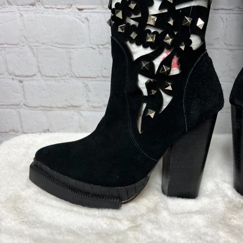 🚫SOLD! NWOT•JEFFREY CAMPBELL•INCREDIBLE Basilica Studded Suede Sheer Over The - Picture 8 of 16
